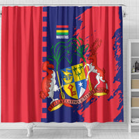 Mauritius Shower Curtain National Emblem Integrated with Country's Shape – Symbolic Design