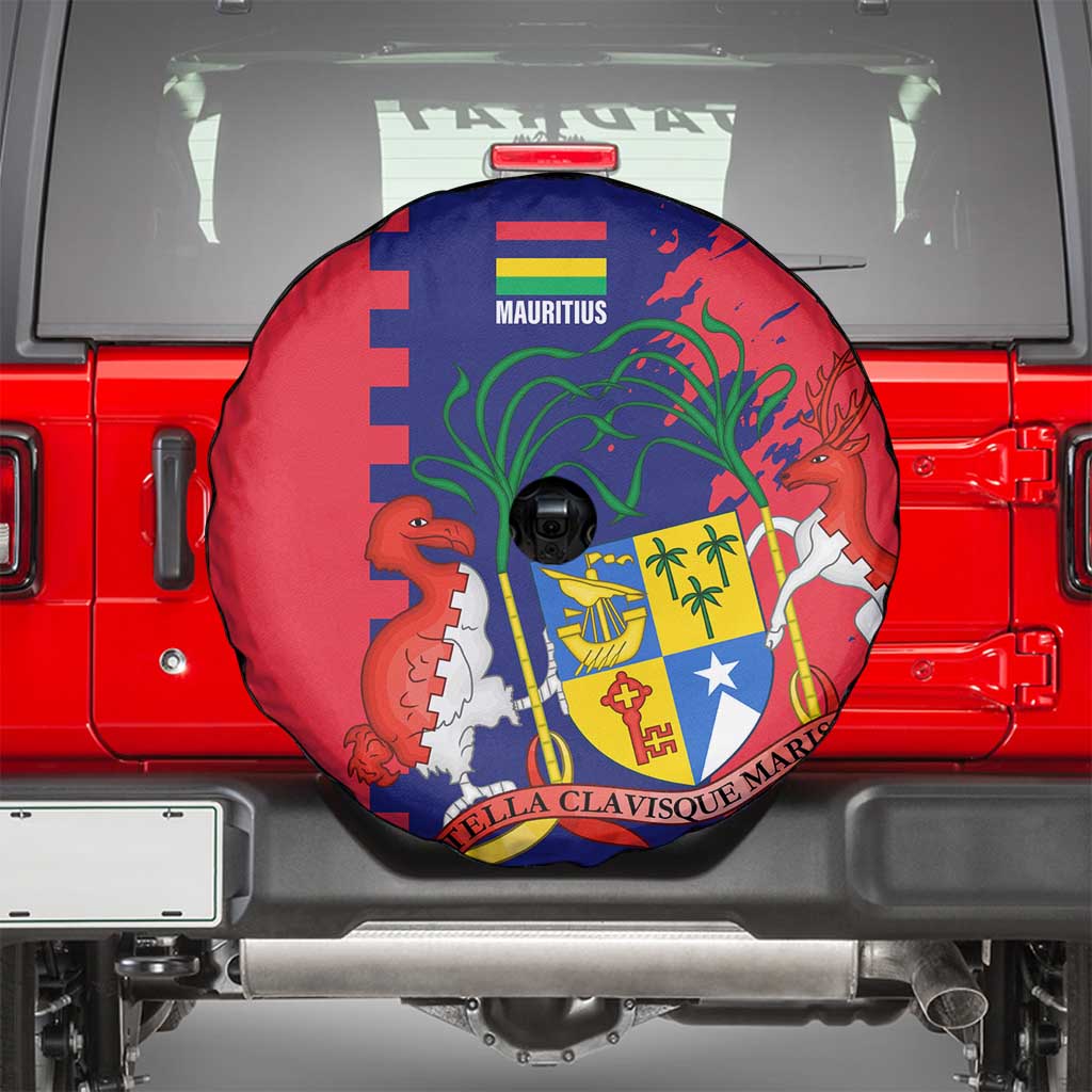 Mauritius Spare Tire Cover National Emblem Integrated with Country's Shape – Symbolic Design