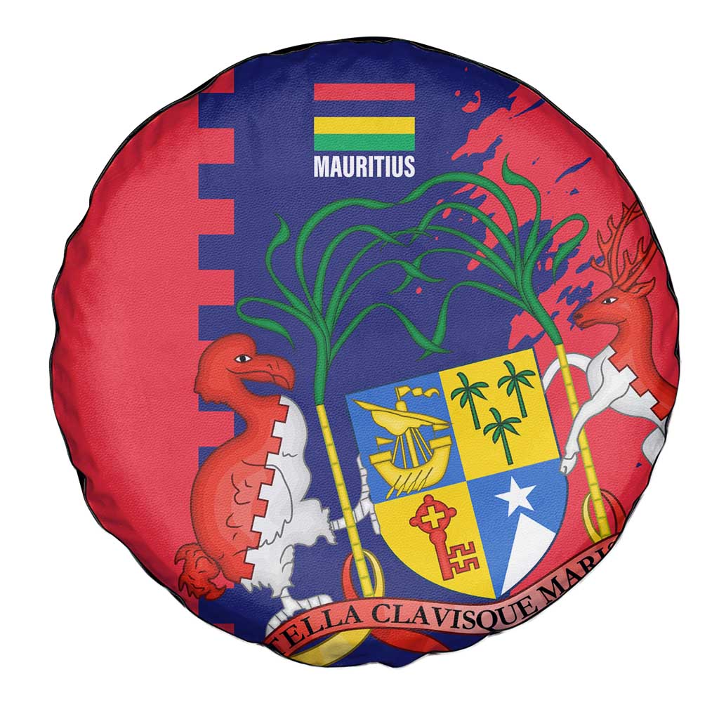 Mauritius Spare Tire Cover National Emblem Integrated with Country's Shape – Symbolic Design