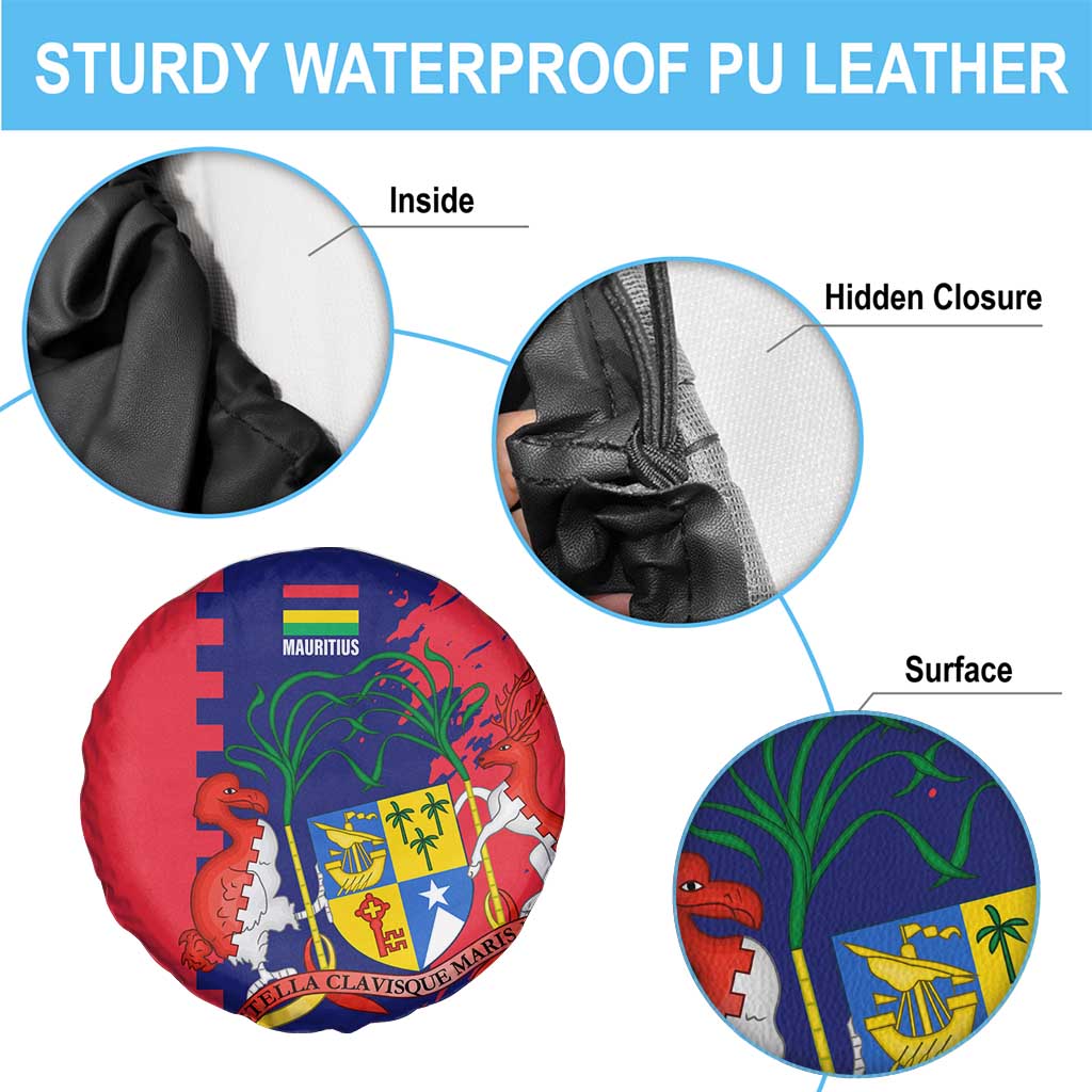 Mauritius Spare Tire Cover National Emblem Integrated with Country's Shape – Symbolic Design