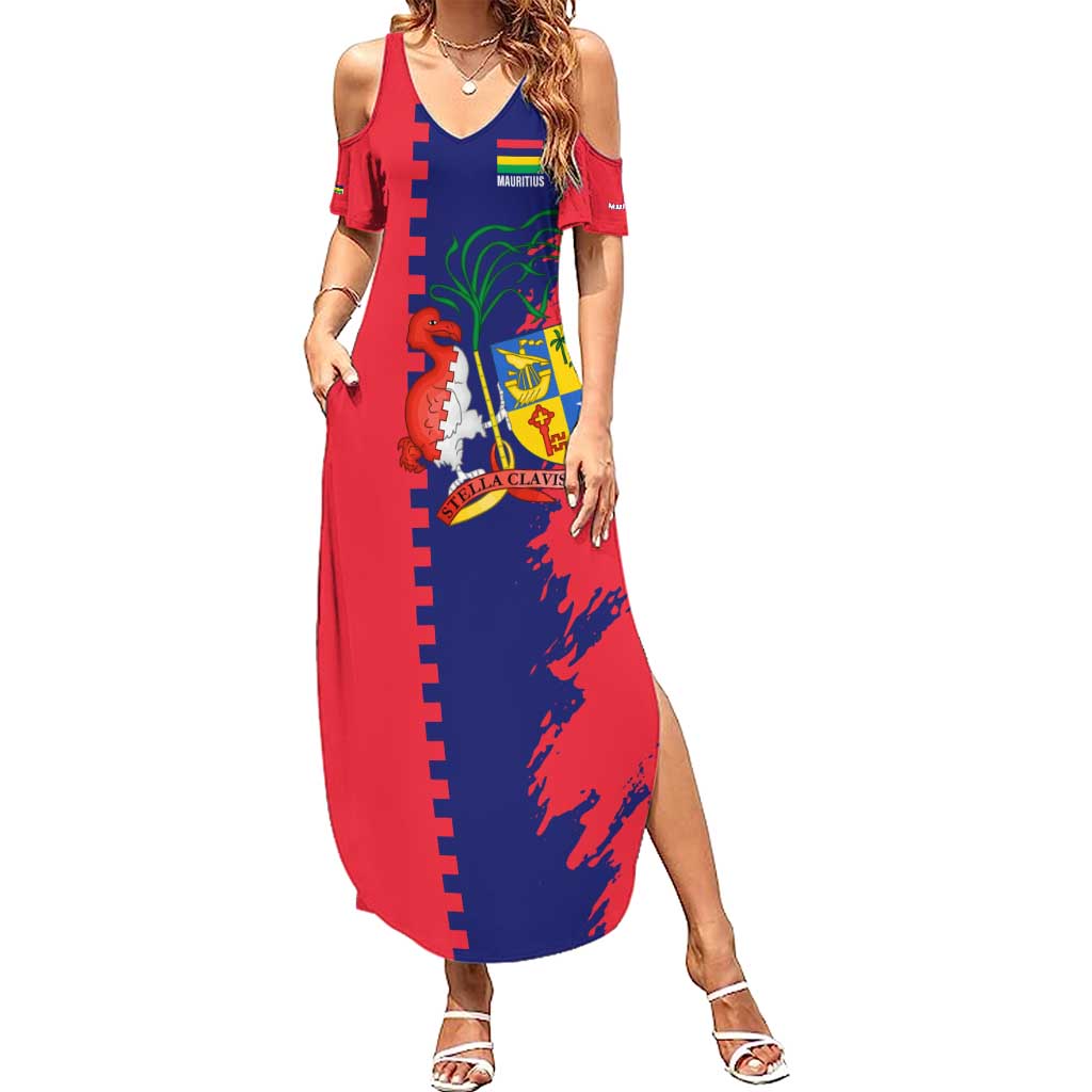 Mauritius Summer Maxi Dress National Emblem Integrated with Country's Shape – Symbolic Design