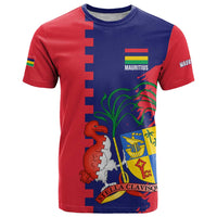 Mauritius T Shirt National Emblem Integrated with Country's Shape – Symbolic Design