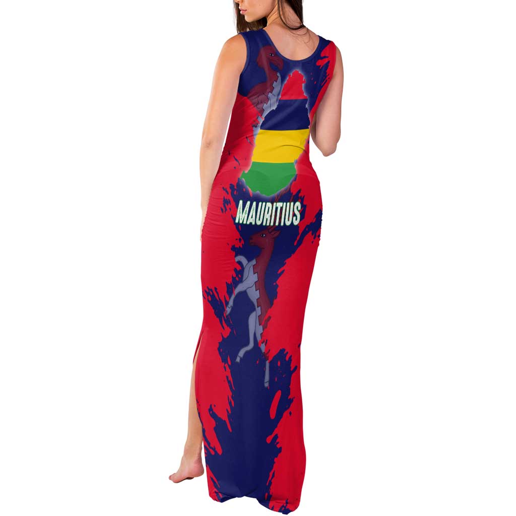 Mauritius Tank Maxi Dress National Emblem Integrated with Country's Shape – Symbolic Design