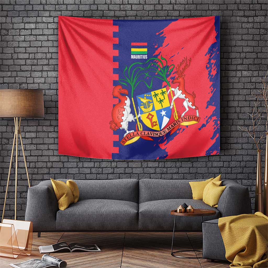 Mauritius Tapestry National Emblem Integrated with Country's Shape – Symbolic Design