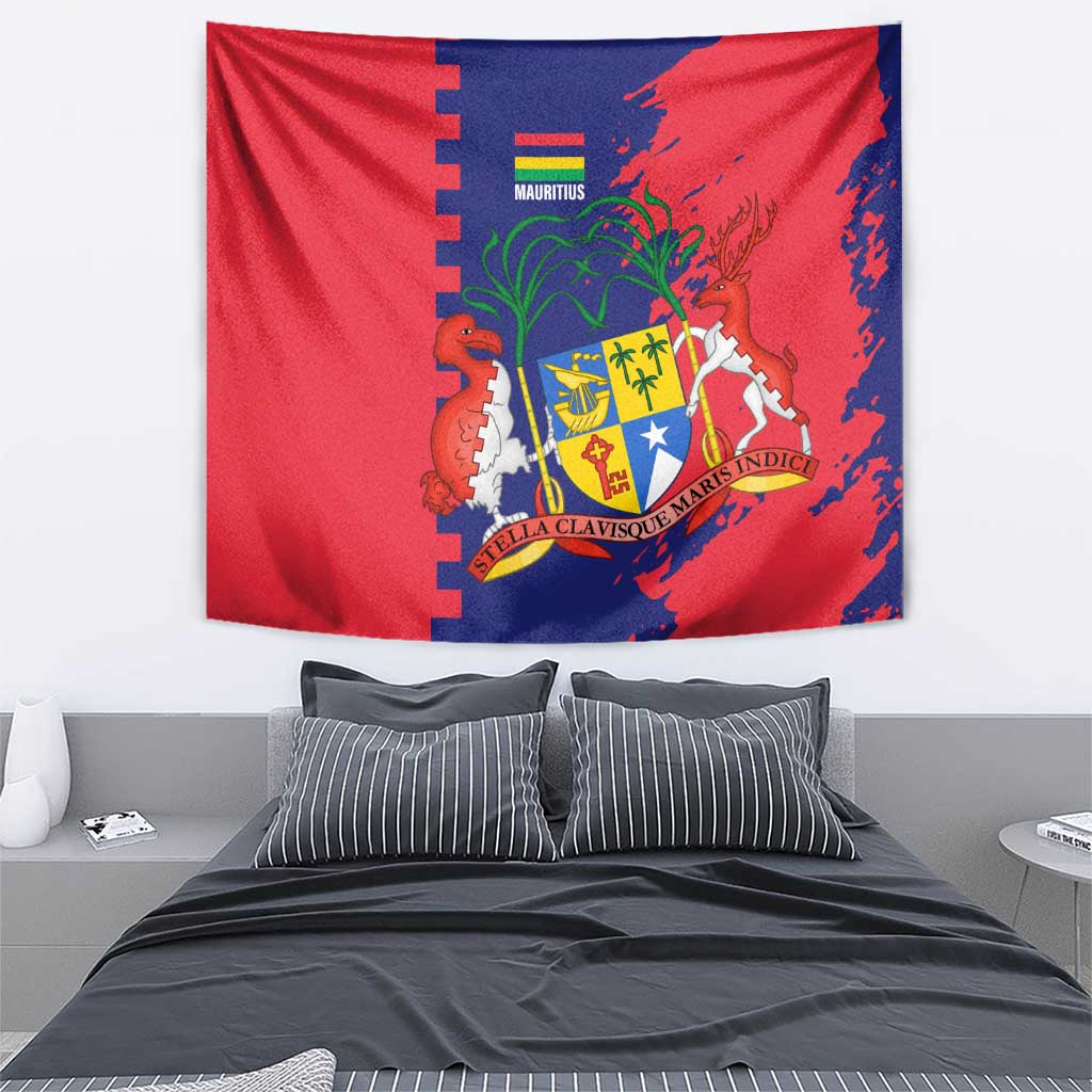 Mauritius Tapestry National Emblem Integrated with Country's Shape – Symbolic Design