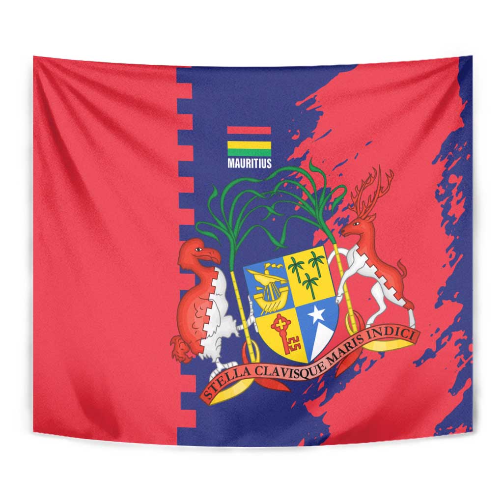 Mauritius Tapestry National Emblem Integrated with Country's Shape – Symbolic Design