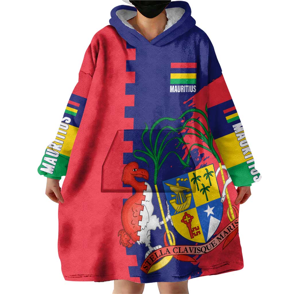 Mauritius Wearable Blanket Hoodie National Emblem Integrated with Country's Shape – Symbolic Design