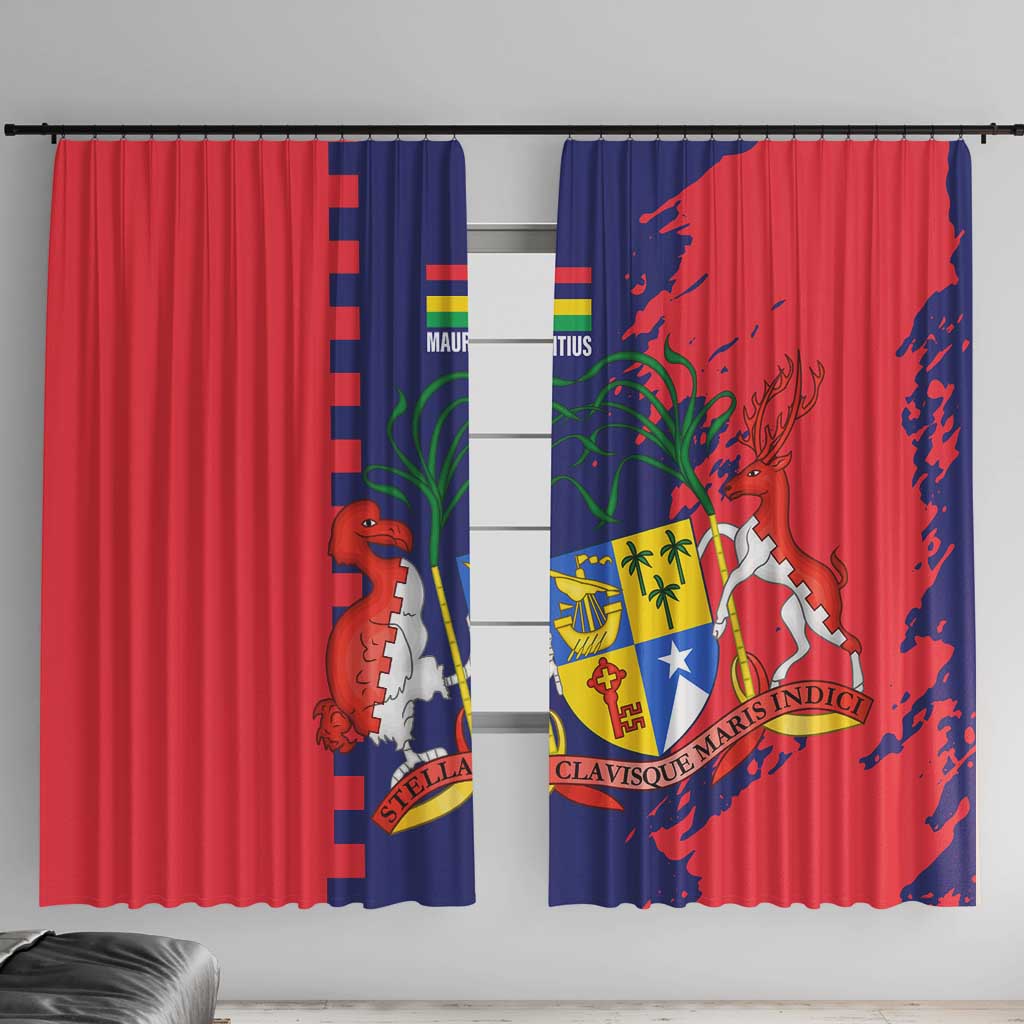 Mauritius Window Curtain National Emblem Integrated with Country's Shape – Symbolic Design
