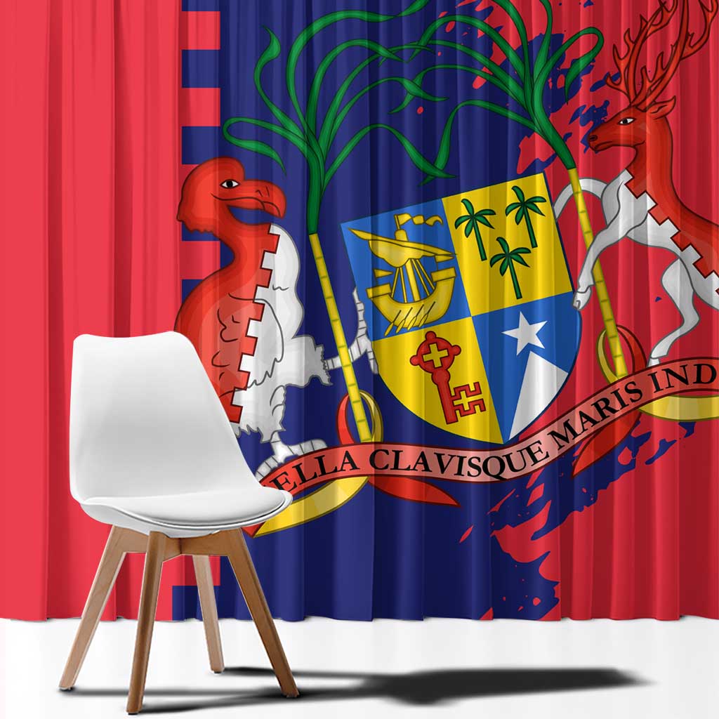 Mauritius Window Curtain National Emblem Integrated with Country's Shape – Symbolic Design