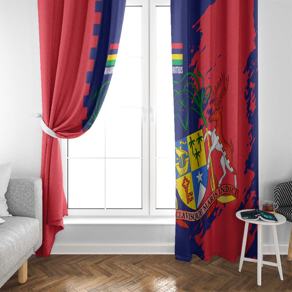 Mauritius Window Curtain National Emblem Integrated with Country's Shape – Symbolic Design