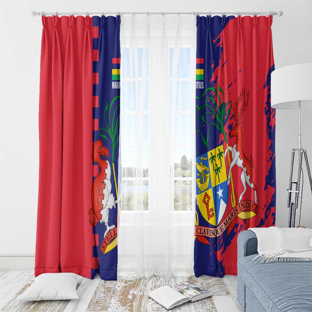 Mauritius Window Curtain National Emblem Integrated with Country's Shape – Symbolic Design
