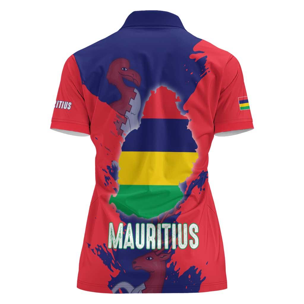 Mauritius Women Polo Shirt National Emblem Integrated with Country's Shape – Symbolic Design
