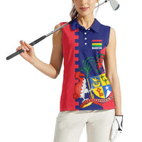 Mauritius Women Sleeveless Polo Shirt National Emblem Integrated with Country's Shape – Symbolic Design