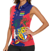 Mauritius Women Sleeveless Polo Shirt National Emblem Integrated with Country's Shape – Symbolic Design
