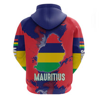 Mauritius Zip Hoodie National Emblem Integrated with Country's Shape – Symbolic Design