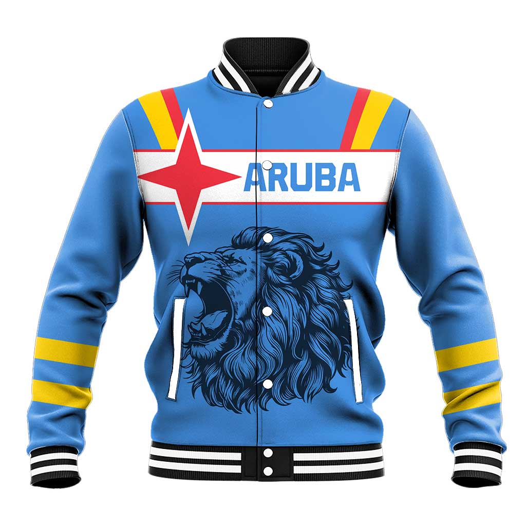 Aruba Baseball Jacket National Emblem Featuring the Lion Symbol - Majestic Design