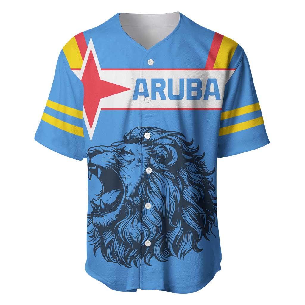 Aruba Baseball Jersey National Emblem Featuring the Lion Symbol - Majestic Design
