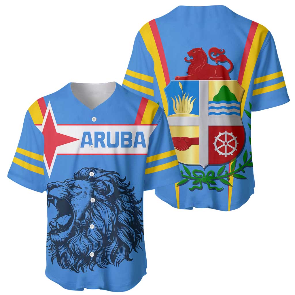 Aruba Baseball Jersey National Emblem Featuring the Lion Symbol - Majestic Design