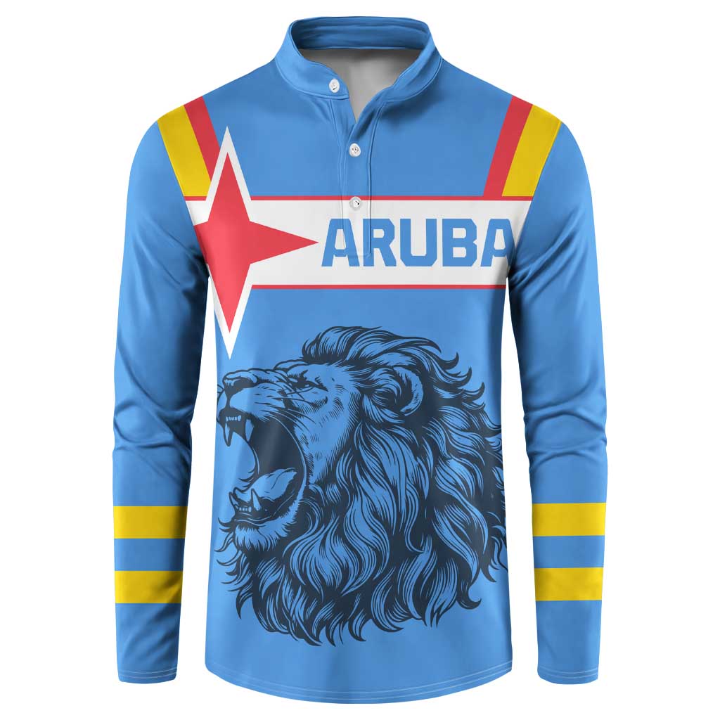 Aruba Button Sweatshirt National Emblem Featuring the Lion Symbol - Majestic Design