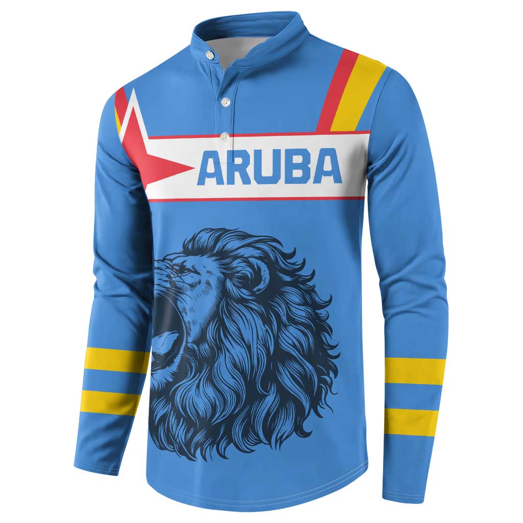 Aruba Button Sweatshirt National Emblem Featuring the Lion Symbol - Majestic Design