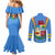 Aruba Couples Matching Mermaid Dress and Long Sleeve Button Shirt National Emblem Featuring the Lion Symbol - Majestic Design