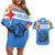 Aruba Couples Matching Off Shoulder Short Dress and Hawaiian Shirt National Emblem Featuring the Lion Symbol - Majestic Design