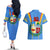 Aruba Couples Matching Off The Shoulder Long Sleeve Dress and Hawaiian Shirt National Emblem Featuring the Lion Symbol - Majestic Design