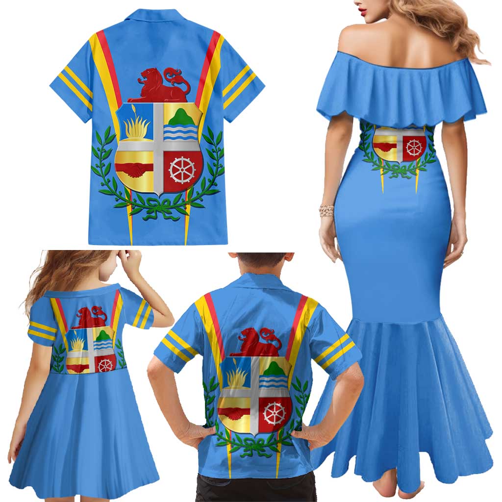 Aruba Family Matching Mermaid Dress and Hawaiian Shirt National Emblem Featuring the Lion Symbol - Majestic Design