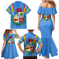 Aruba Family Matching Mermaid Dress and Hawaiian Shirt National Emblem Featuring the Lion Symbol - Majestic Design