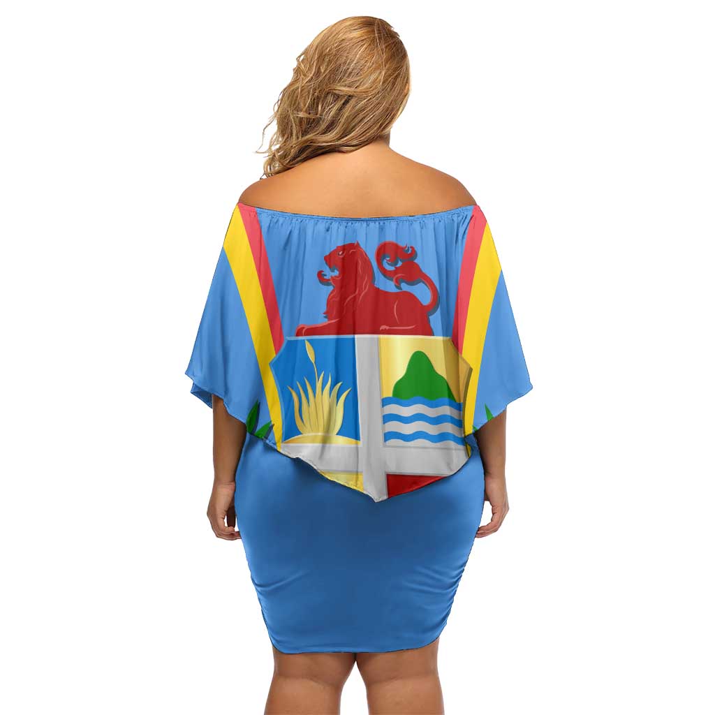 Aruba Family Matching Off Shoulder Short Dress and Hawaiian Shirt National Emblem Featuring the Lion Symbol - Majestic Design