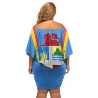 Aruba Family Matching Off Shoulder Short Dress and Hawaiian Shirt National Emblem Featuring the Lion Symbol - Majestic Design