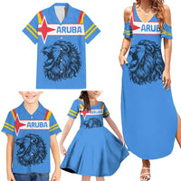 Aruba Family Matching Summer Maxi Dress and Hawaiian Shirt National Emblem Featuring the Lion Symbol - Majestic Design