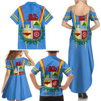 Aruba Family Matching Summer Maxi Dress and Hawaiian Shirt National Emblem Featuring the Lion Symbol - Majestic Design