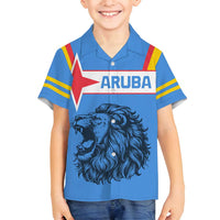 Aruba Family Matching Summer Maxi Dress and Hawaiian Shirt National Emblem Featuring the Lion Symbol - Majestic Design