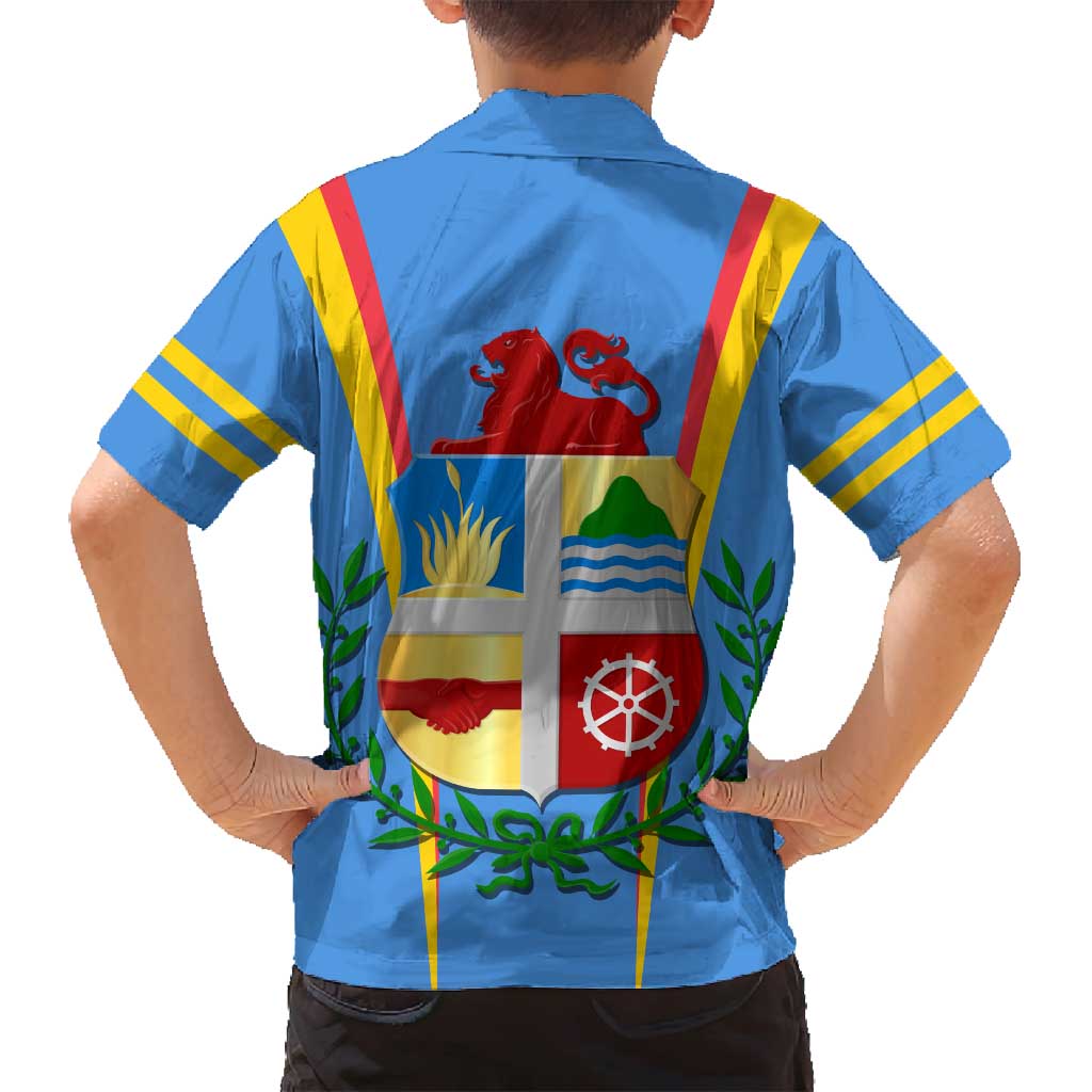 Aruba Family Matching Tank Maxi Dress and Hawaiian Shirt National Emblem Featuring the Lion Symbol - Majestic Design