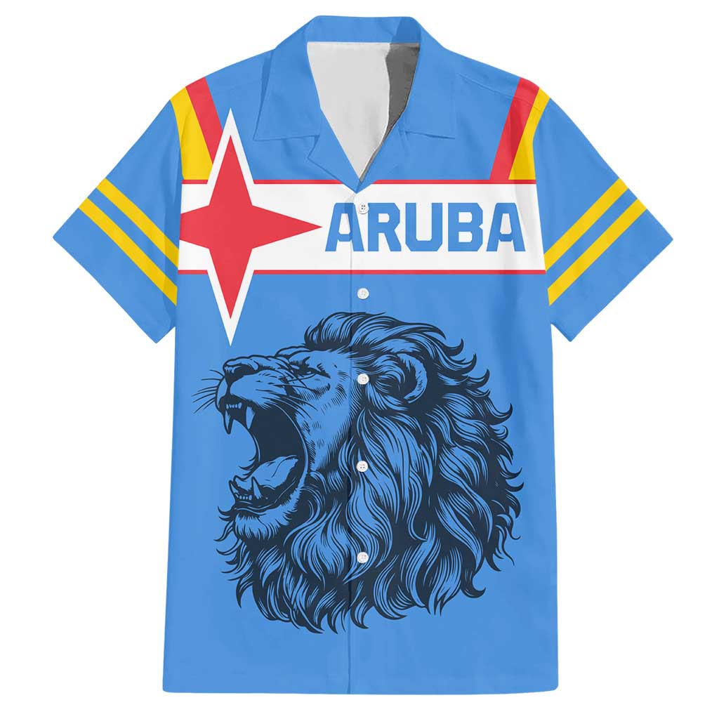 Aruba Hawaiian Shirt National Emblem Featuring the Lion Symbol - Majestic Design