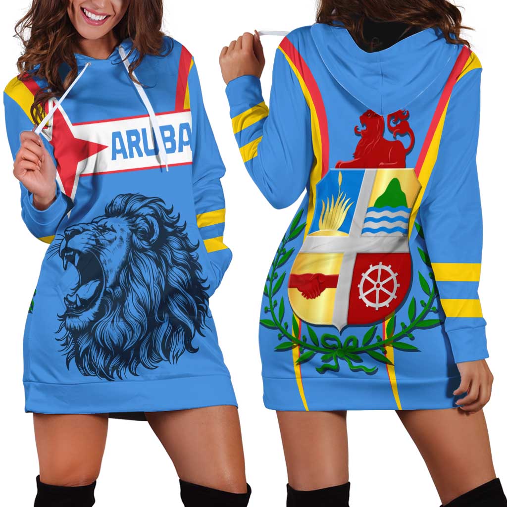 Aruba Hoodie Dress National Emblem Featuring the Lion Symbol - Majestic Design