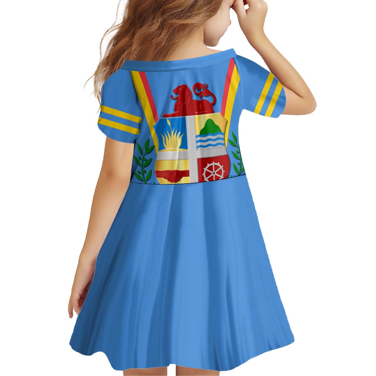 Aruba Kid Short Sleeve Dress National Emblem Featuring the Lion Symbol - Majestic Design