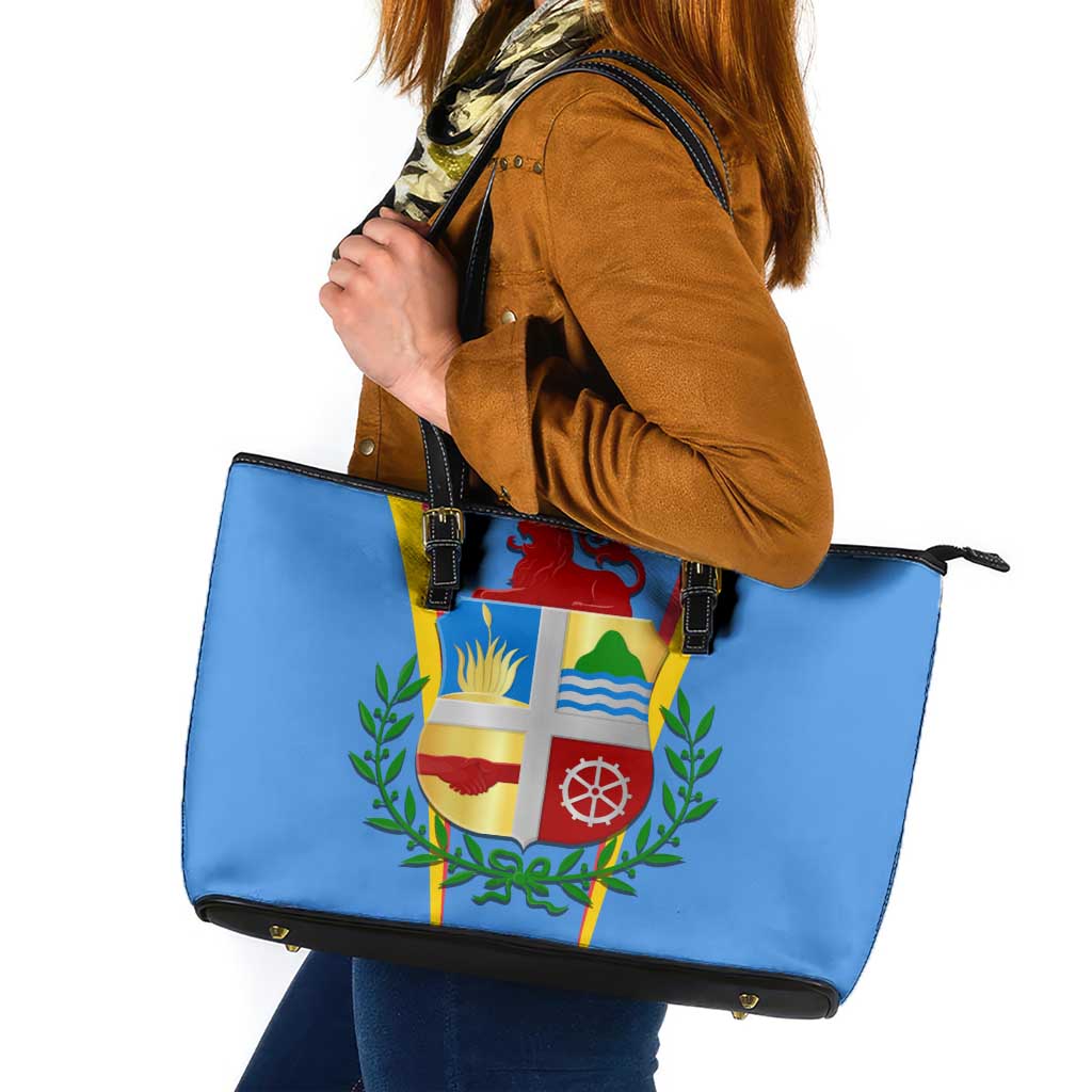 Aruba Leather Tote Bag National Emblem Featuring the Lion Symbol - Majestic Design