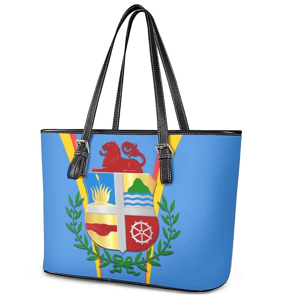 Aruba Leather Tote Bag National Emblem Featuring the Lion Symbol - Majestic Design
