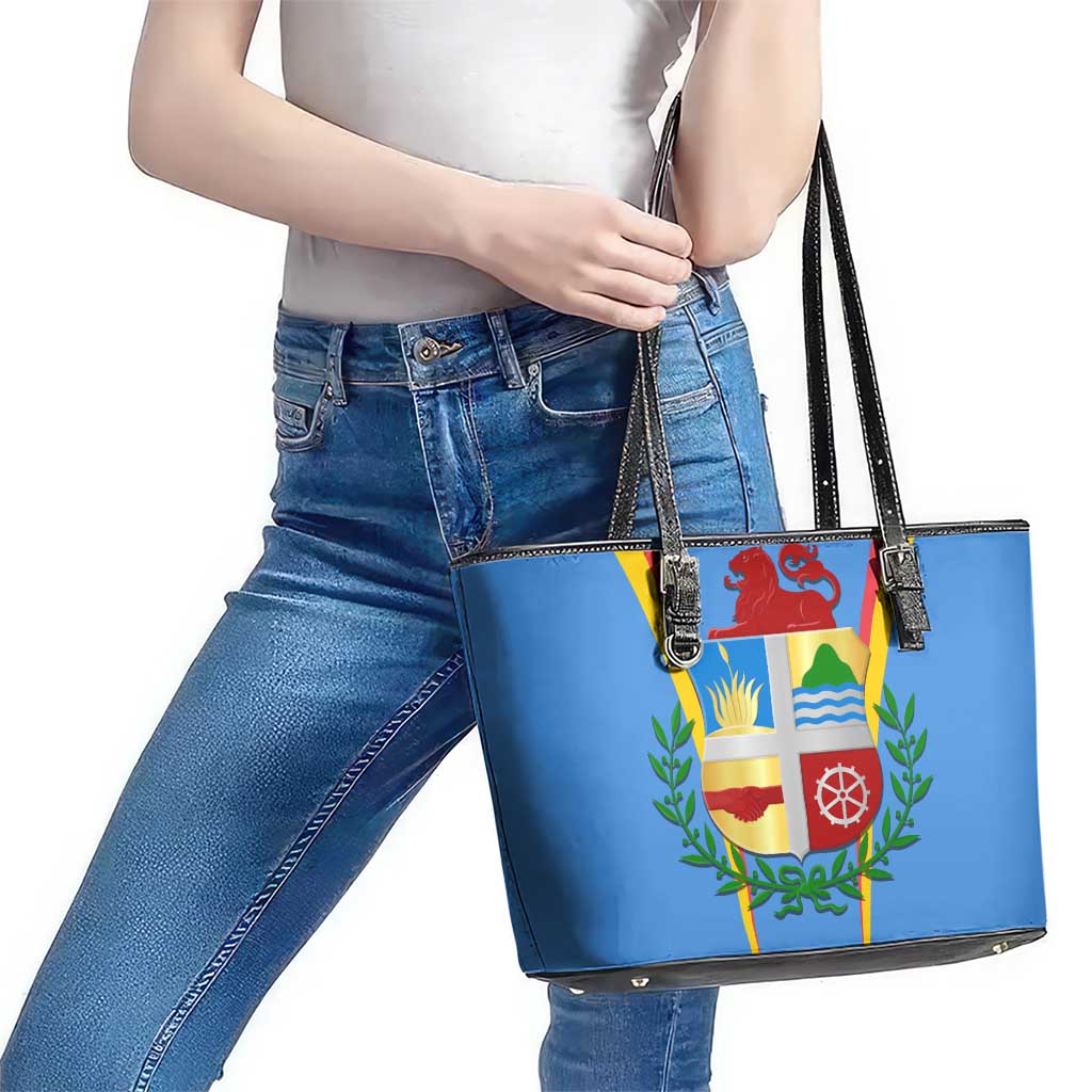 Aruba Leather Tote Bag National Emblem Featuring the Lion Symbol - Majestic Design