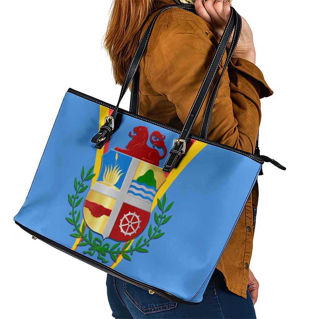 Aruba Leather Tote Bag National Emblem Featuring the Lion Symbol - Majestic Design