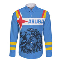 Aruba Long Sleeve Button Shirt National Emblem Featuring the Lion Symbol - Majestic Design