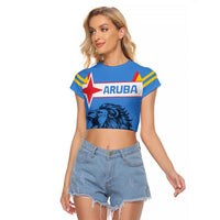 Aruba Raglan Cropped T Shirt National Emblem Featuring the Lion Symbol - Majestic Design