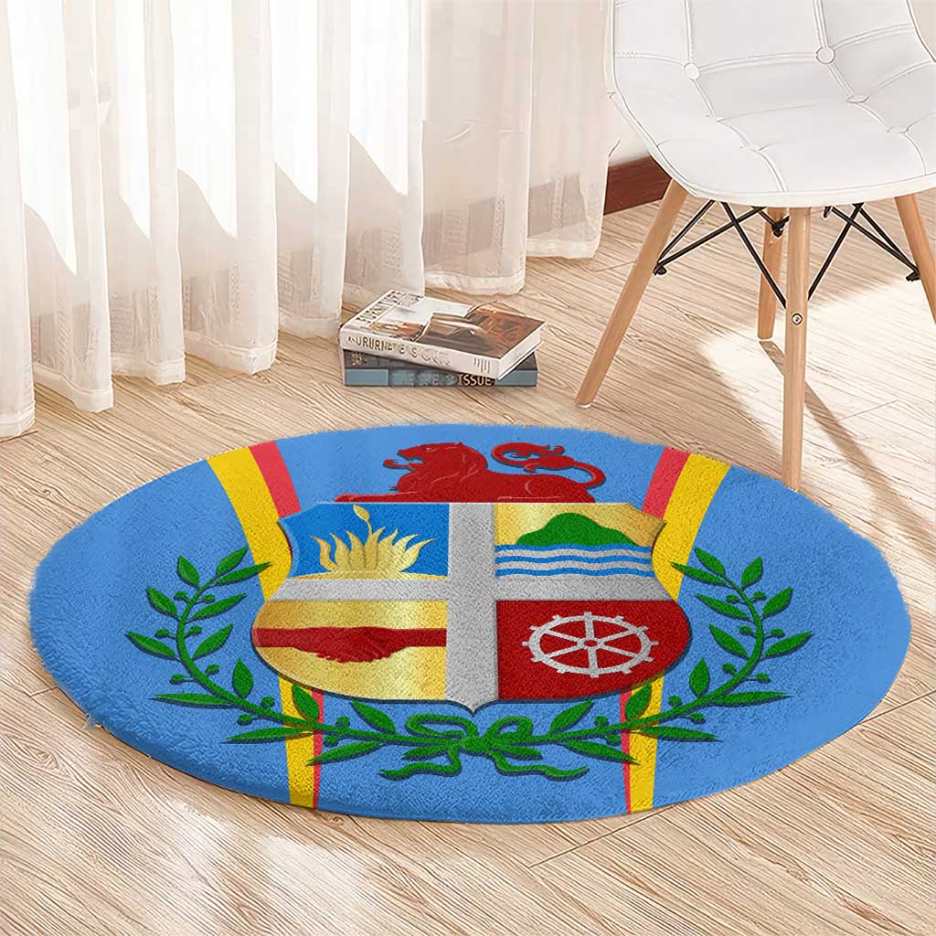 Aruba Round Carpet National Emblem Featuring the Lion Symbol - Majestic Design