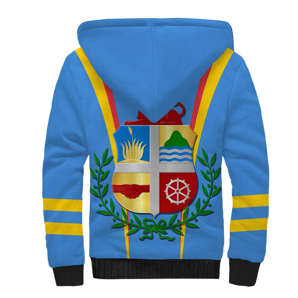 Aruba Sherpa Hoodie National Emblem Featuring the Lion Symbol - Majestic Design