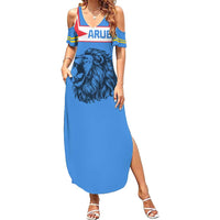 Aruba Summer Maxi Dress National Emblem Featuring the Lion Symbol - Majestic Design