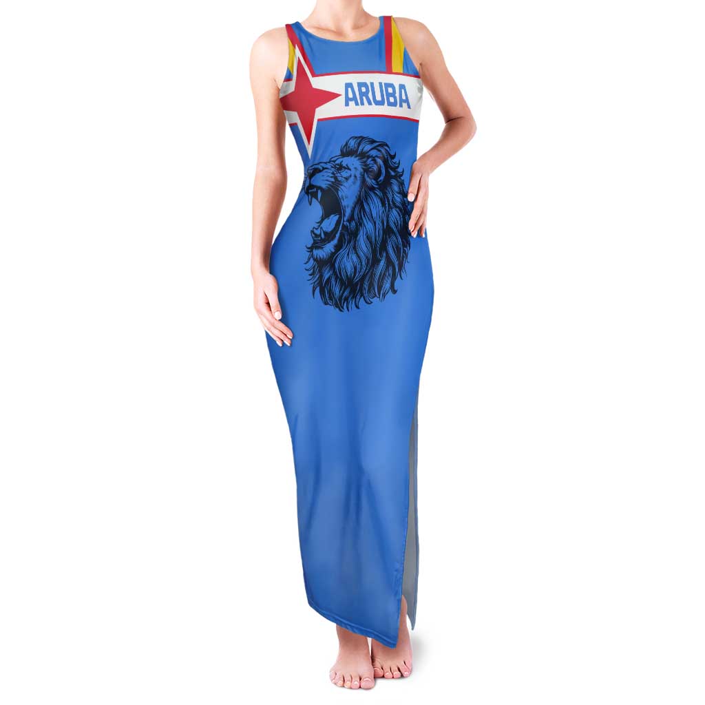 Aruba Tank Maxi Dress National Emblem Featuring the Lion Symbol - Majestic Design