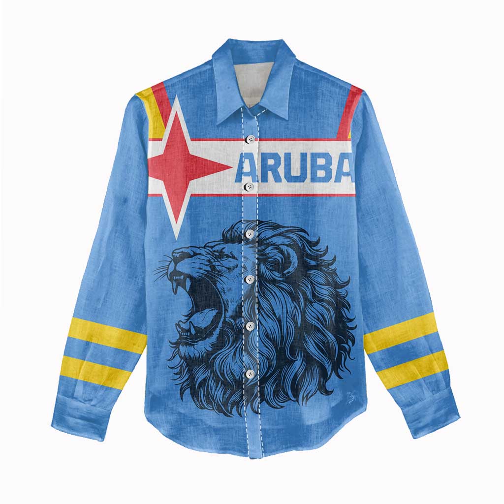 Aruba Women Casual Shirt National Emblem Featuring the Lion Symbol - Majestic Design