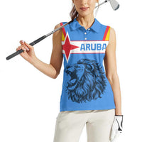 Aruba Women Sleeveless Polo Shirt National Emblem Featuring the Lion Symbol - Majestic Design